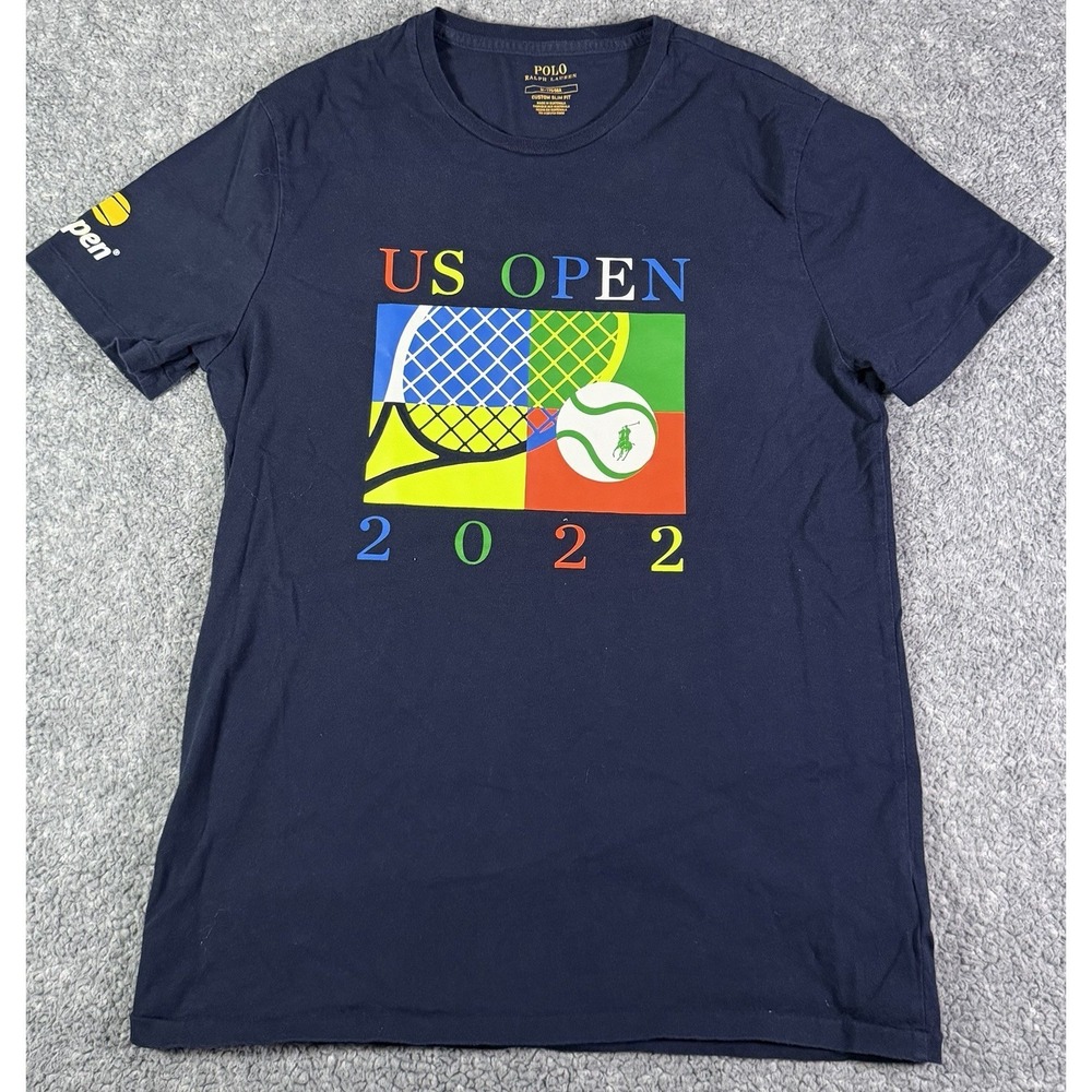 Polo Ralph Lauren US Open Shirt Mens Medium Navy Blue Tennis‎ 2022 Graphic Tee
